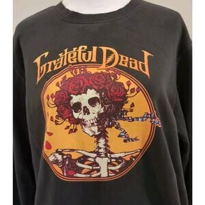 Grateful Dead Sweatshirt Unisex L Black Bertha Skeleton Roses Crew Neck